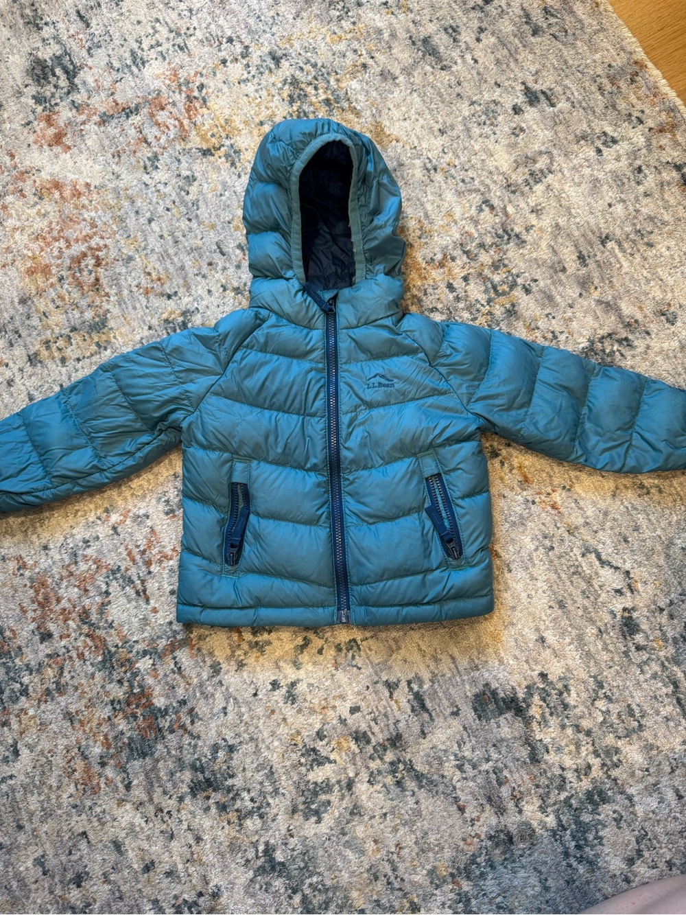 L.L. Bean Baby Down Puffer Jacket | Teal/Blue | 6-12M | Hooded